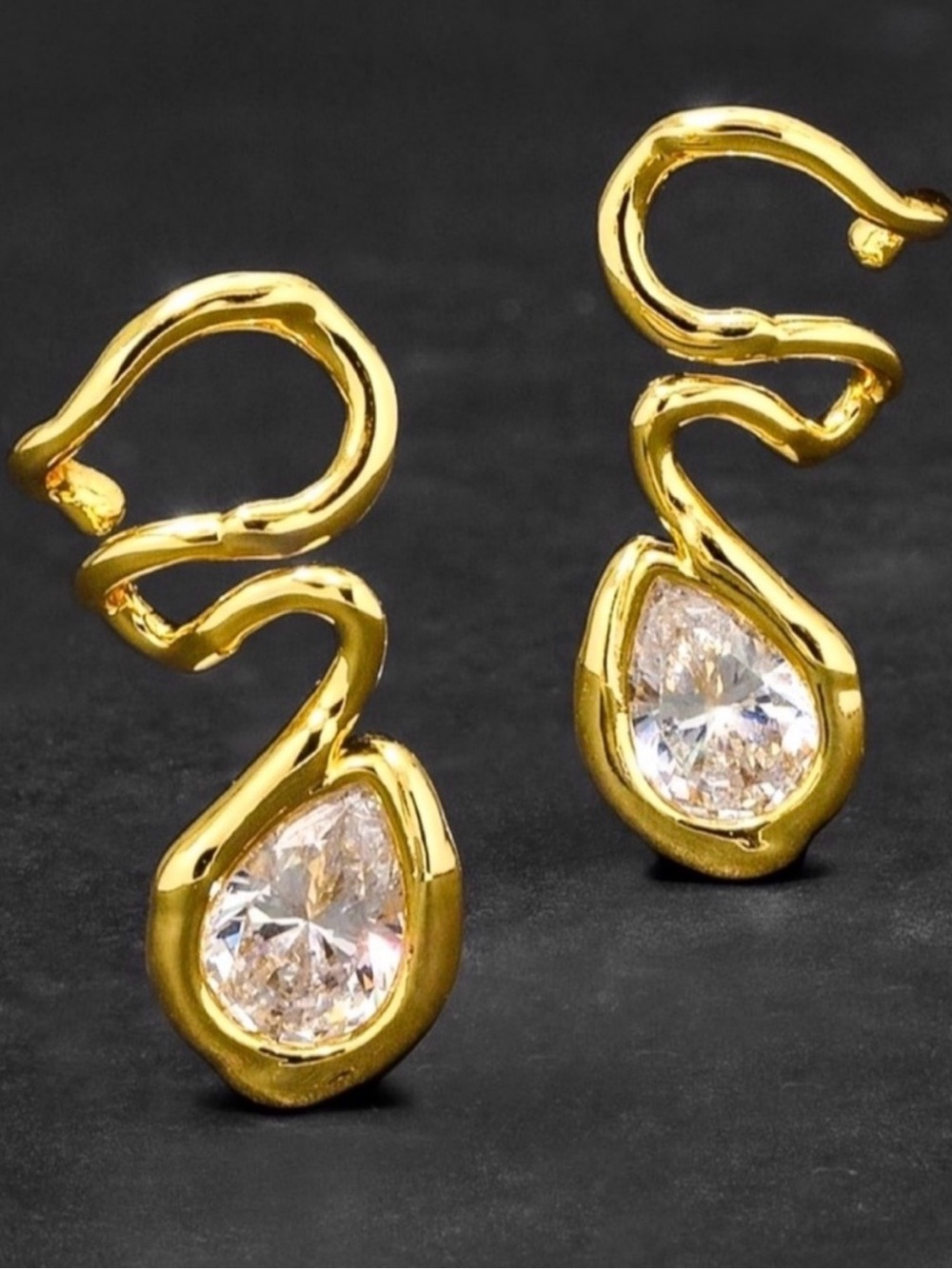 Alexis Bittar Asterales Gold Teardrop Crystal Swirl Drop Earrings